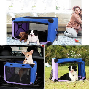 Portable Dog Crate Collapsible Blue Purple