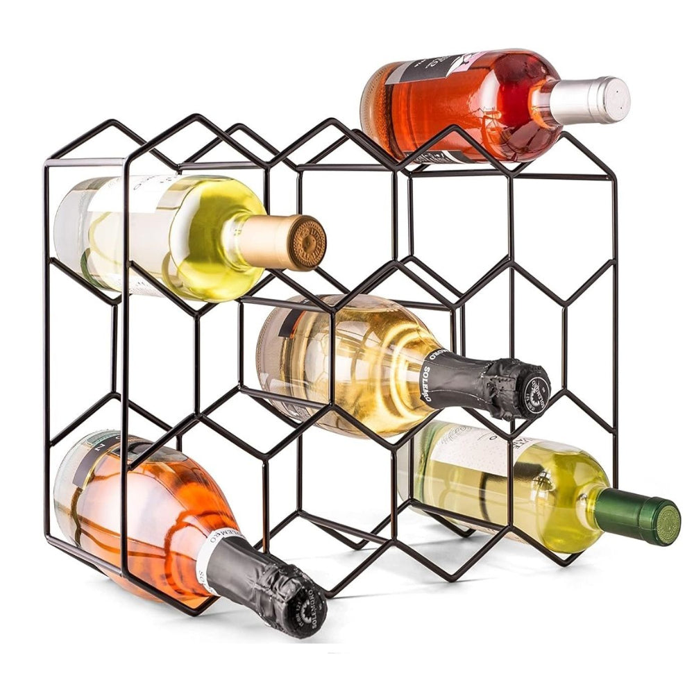 14 Bottle Freestanding Modern Metal Countertop Wine Rack