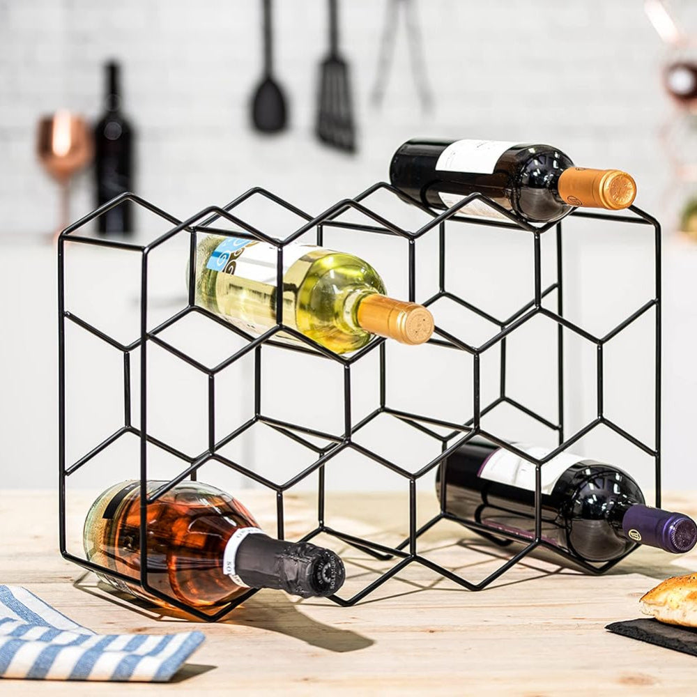 14 Bottle Freestanding Modern Metal Countertop Wine Rack