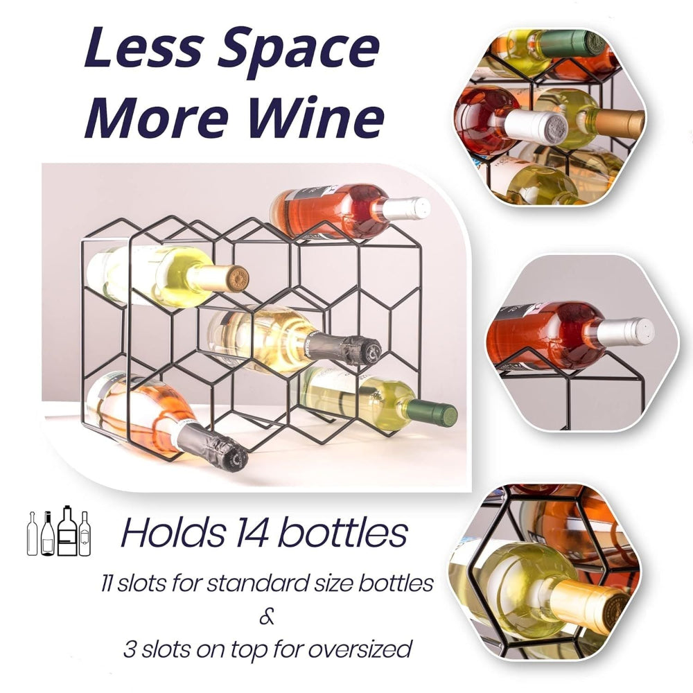 14 Bottle Freestanding Modern Metal Countertop Wine Rack