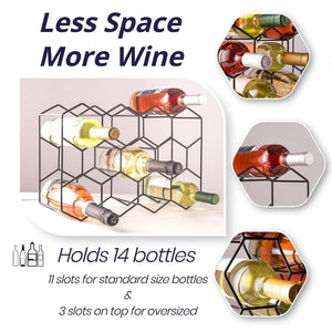 14 Bottle Freestanding Modern Metal Countertop Wine Rack