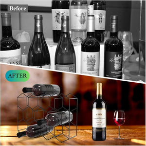 14 Bottle Freestanding Modern Metal Countertop Wine Rack