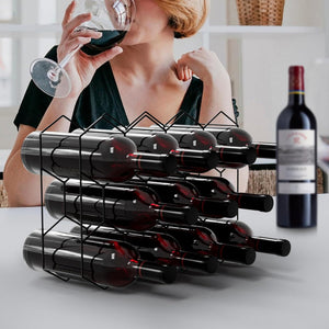 14 Bottle Freestanding Modern Metal Countertop Wine Rack