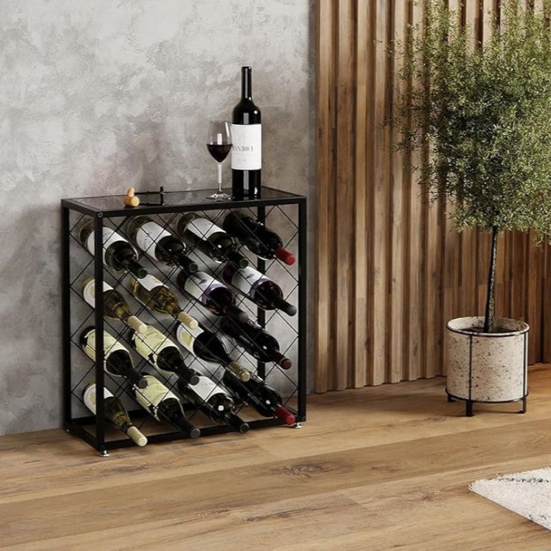 Freestanding Metal Wine Rack For 25 Bottles