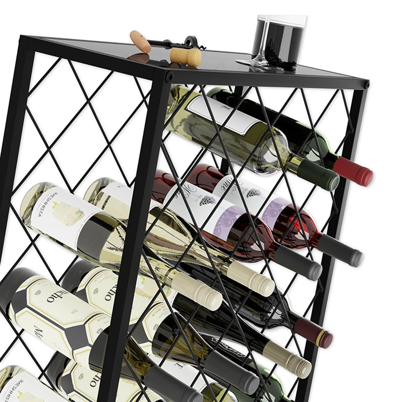 Freestanding Metal Wine Rack For 25 Bottles