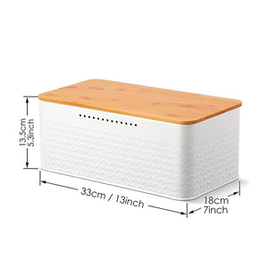 Bread Bin With Bamboo Lid Used As Chopping Board For Kitchen Countertop