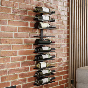 Metal Wall Mount Wine Rack For Bottles Liquor Champagne (Holds 10 Bottles)