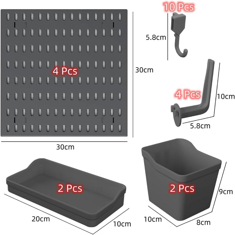 Pegboard Combination Kit With 4 Pegboards And 18 Accessories Modular Hanging For Wall Organiser