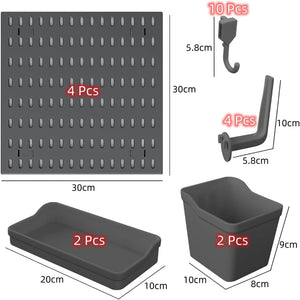 Pegboard Combination Kit With 4 Pegboards And 18 Accessories Modular Hanging For Wall Organiser