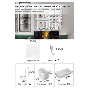 Pegboard Combination Kit With 4 Pegboards And 18 Accessories Modular Hanging For Wall Organiser