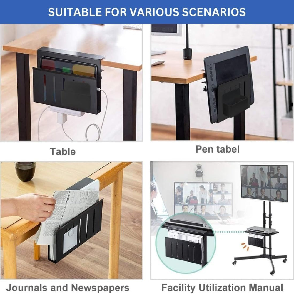 Under Desk Side Laptop Holder Storage With No Drill Cable Management Tray And Pen For Office Home