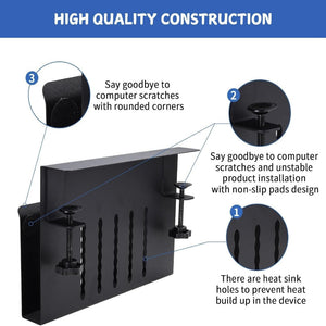 Under Desk Side Laptop Holder Storage With No Drill Cable Management Tray And Pen For Office Home