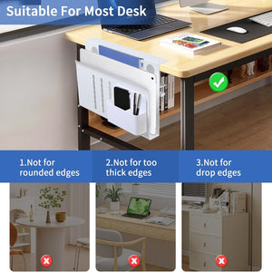 Under Desk Side Laptop Holder Storage With No Drill Cable Management Tray And Pen For Office Home