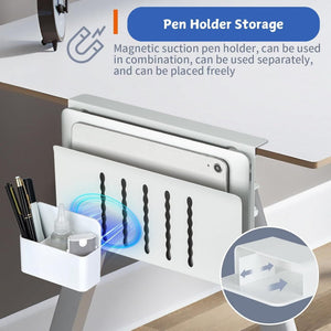 Under Desk Side Laptop Holder Storage With No Drill Cable Management Tray And Pen For Office Home