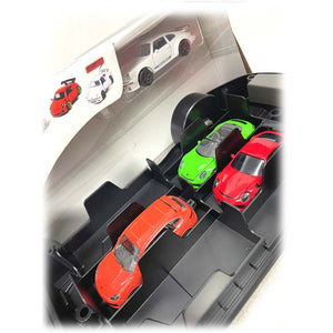 Majorette Porsche 911 Gt3 Rs Carry Case Playset Including 4X Diecast Model Cars