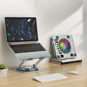 Mbeat Stage S8 Rotating Laptop Stand With Rgb Cooling Fan And Usb Ports