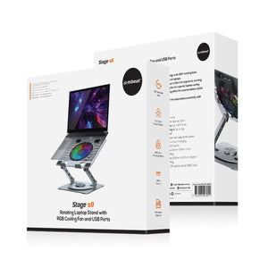 Mbeat Stage S8 Rotating Laptop Stand With Rgb Cooling Fan And Usb Ports