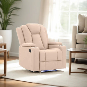 Theatre Electric Recliner Sofa Buckskin Fabric Single Latte