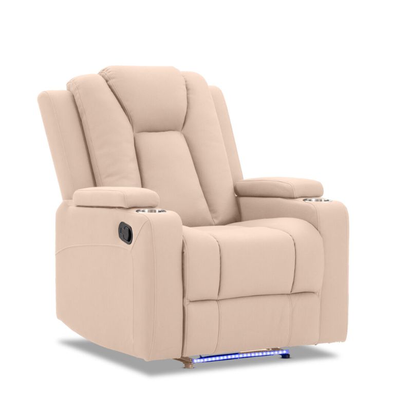 Theatre Electric Recliner Sofa Buckskin Fabric Single Latte