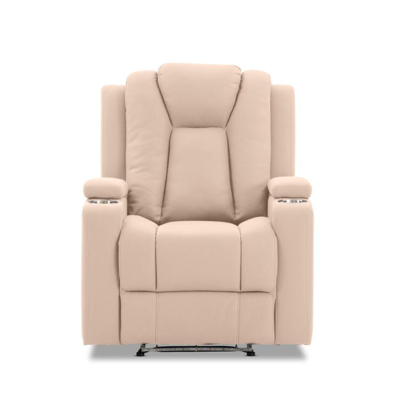 Theatre Electric Recliner Sofa Buckskin Fabric Single Latte