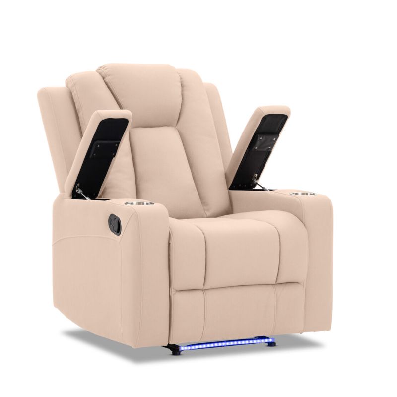 Theatre Electric Recliner Sofa Buckskin Fabric Single Latte