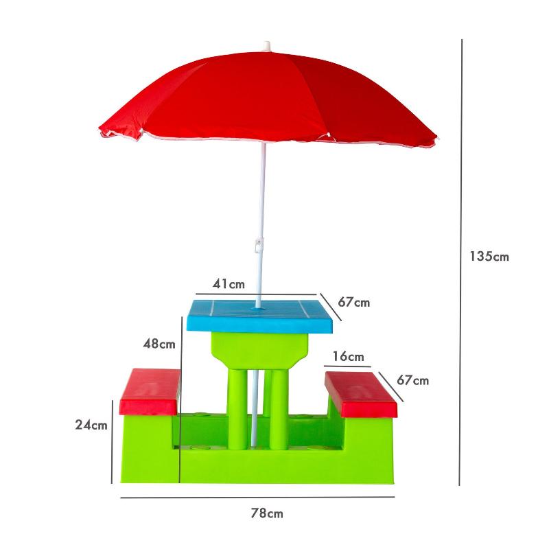 Hacienda Durable Kids Picnic Table Set With Umbrella