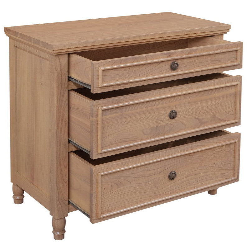 Beau 3 Drawer Solid White Cedar Turn Leg Dresser (Natural)