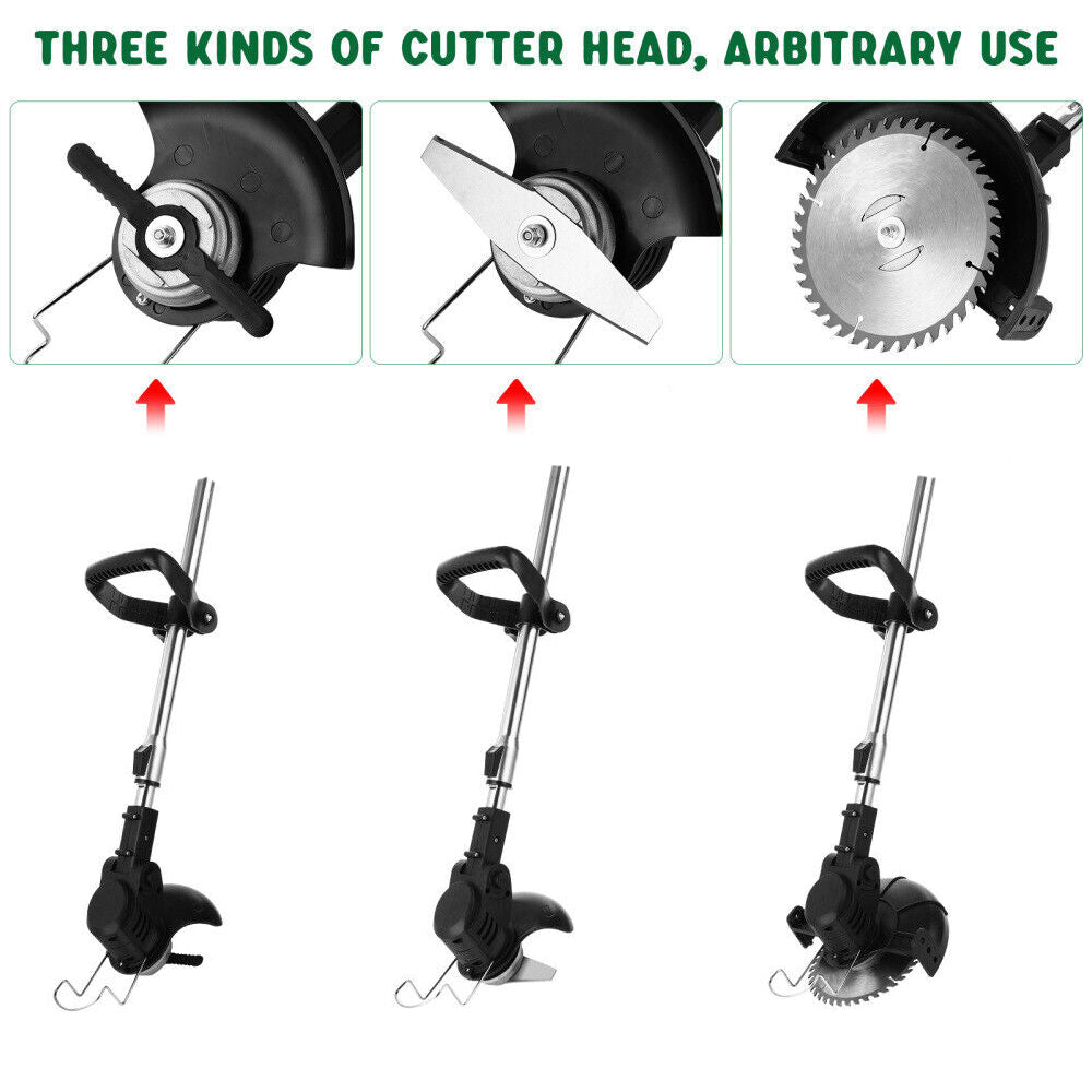 3In1 Cordless Grass Trimmer Lawn Brush Cutter Whipper Snipper With Battery