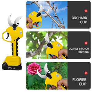 Cordless Brushless 4 Pole Pruning Shear Secateur Bush Cutter Yellow