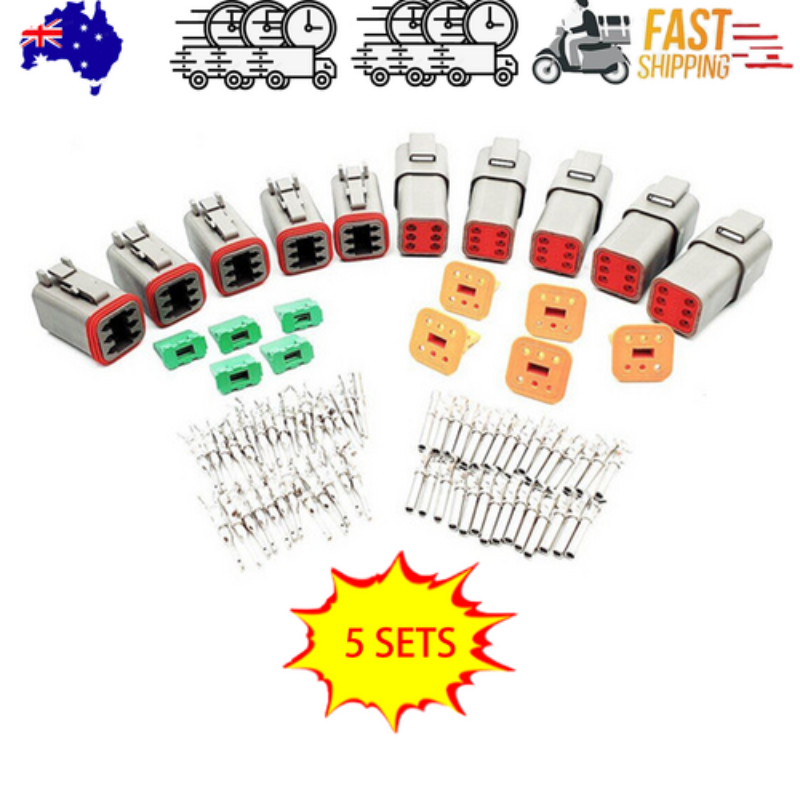 5 Set Deutsch Dt 6 Way Pin Male/Female Kit Electrical Connector Plug Waterproof