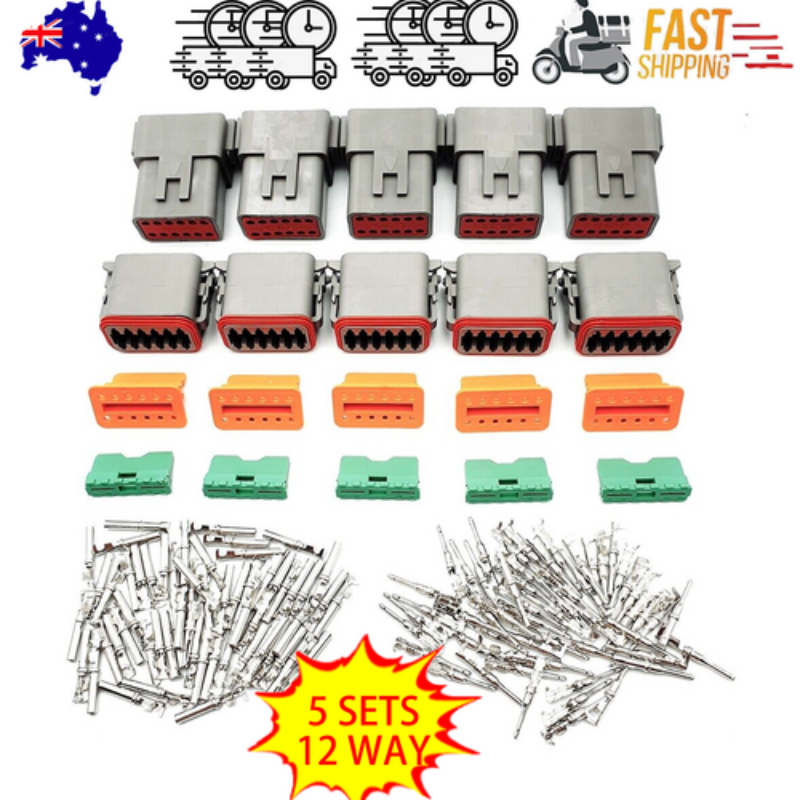 5 Sets Deutsch Dt Series Multi Plug Waterproof Connector 12 Way Pin Kit