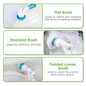 5Pcs Rechargeable Spin Scrubber Electric Turbo Cleaning Brush Cordless Kit