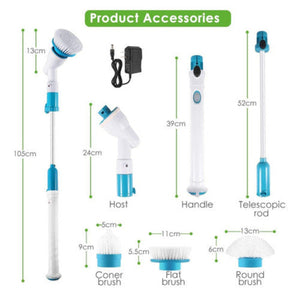 5Pcs Rechargeable Spin Scrubber Electric Turbo Cleaning Brush Cordless Kit