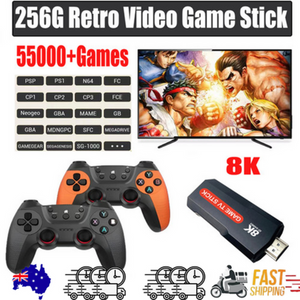 256Gb 2025 New 8K Hdmi Video Game Stick Console 55000+ Wireless Controller