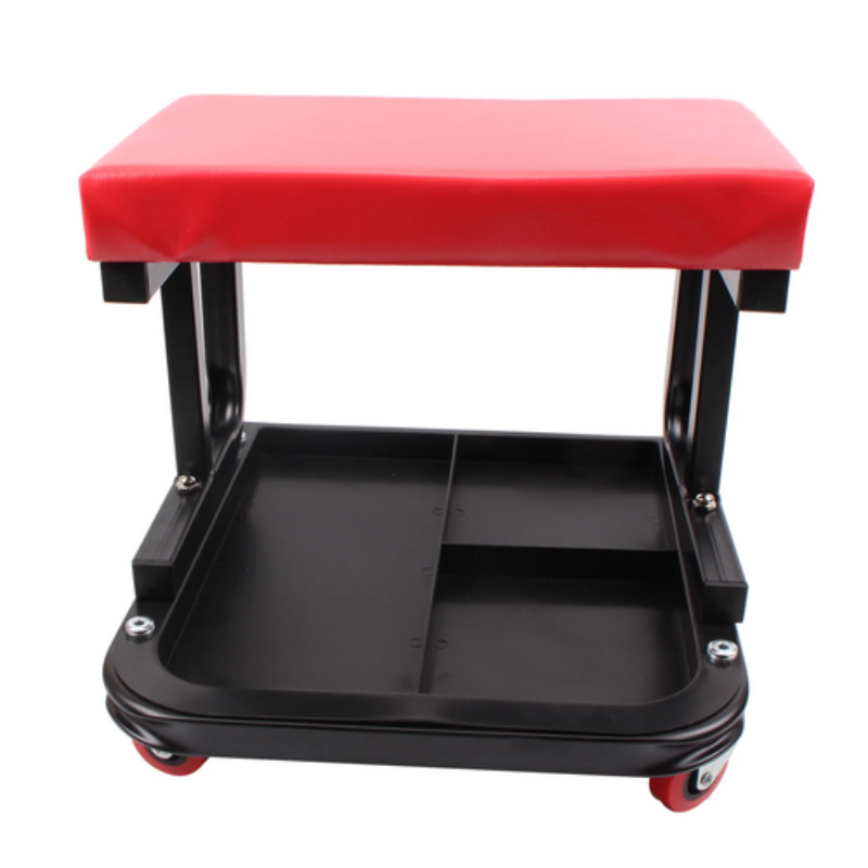 Padded Rolling Creeper Garage Mechanics Roller Seat Stool Chair With Tool Tray