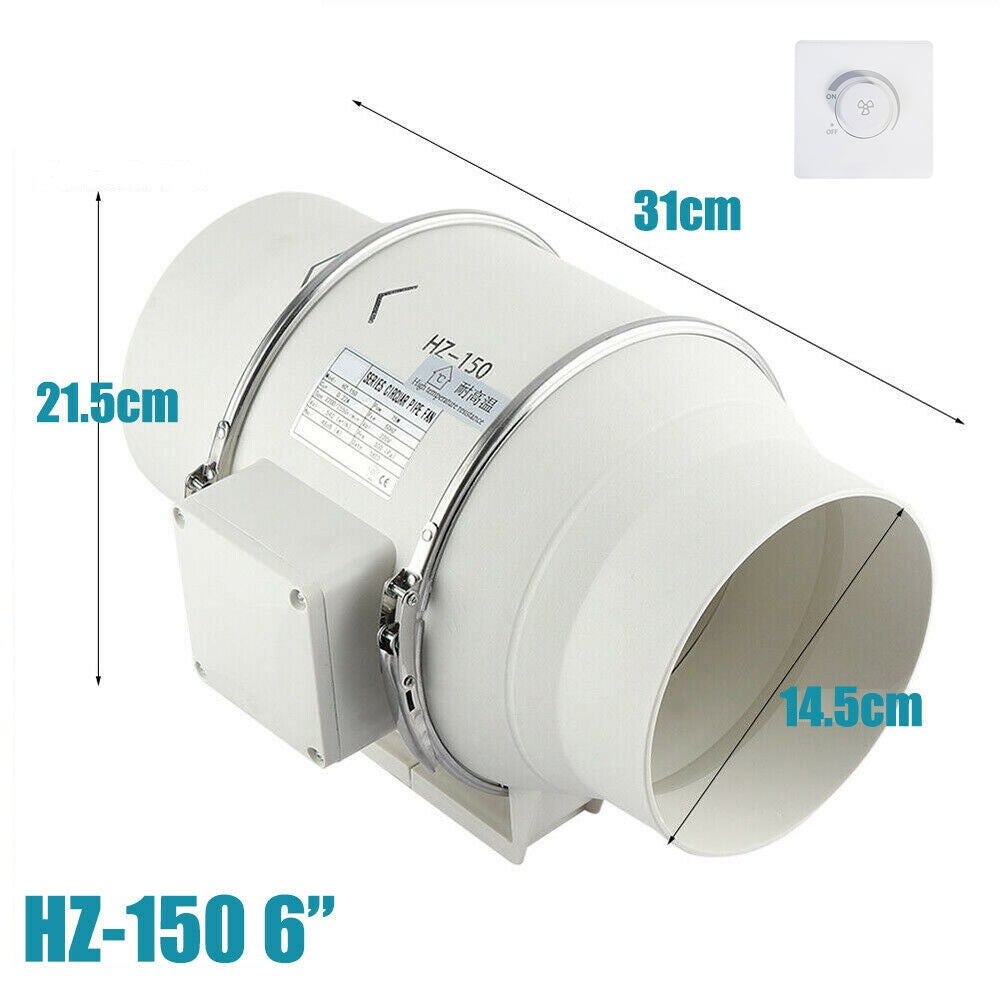 6Inch Extractor Fan Duct Hydroponic Inline Exhaust Vent