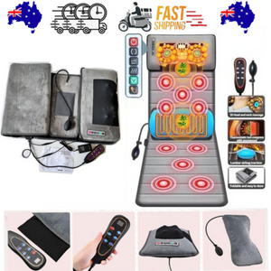 10 Vibrating Motors Massage Mat Full Body Heated Mattress Pillow Pain Relief Au