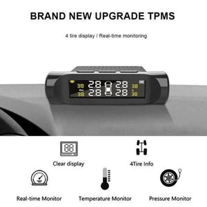 Car Tpms Wireless Tire Tyre Pressure Monitor System Lcd Tester + 4 Sensors