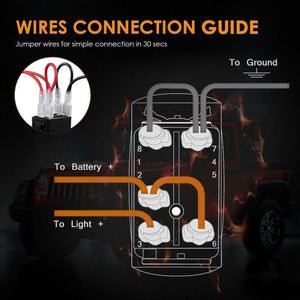 Auxbeam Led Switch+Switching Lines On Off For 12V/24V Car Motorcycles Buses Rvs