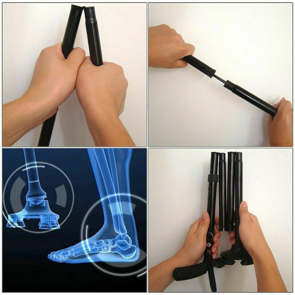 Walking Stick Cane Folding Handle Adjustable Fixed Led Light Aid Holder Lighting