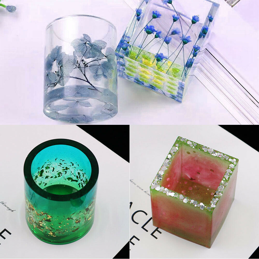 Silicone Mold Resin Epoxy Crystal Crafts Making Brush Pot Pen Holder Mould Diy