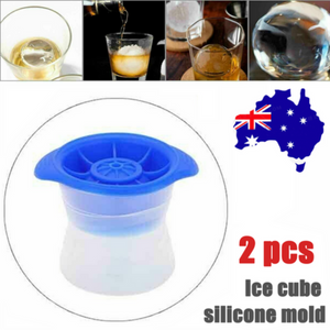 2Pcs Blue Silicone Ice Ball Mold Sphere Cube Maker Mould Jelly Whiskey Cocktail