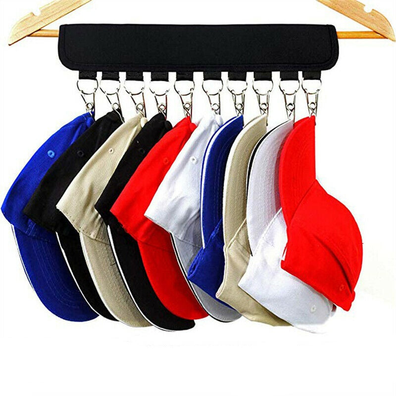 2X 10 Clips Door Cap Rack Baseball Hat Holder Closet Hanger Storage Organizer