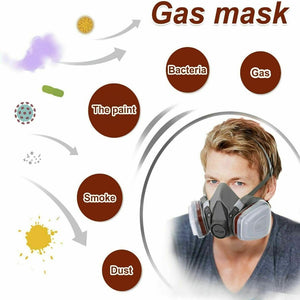 7 In 1 Gas Mask Full Face Respirator Paint Spray Chemical Facepiece Reusable Au