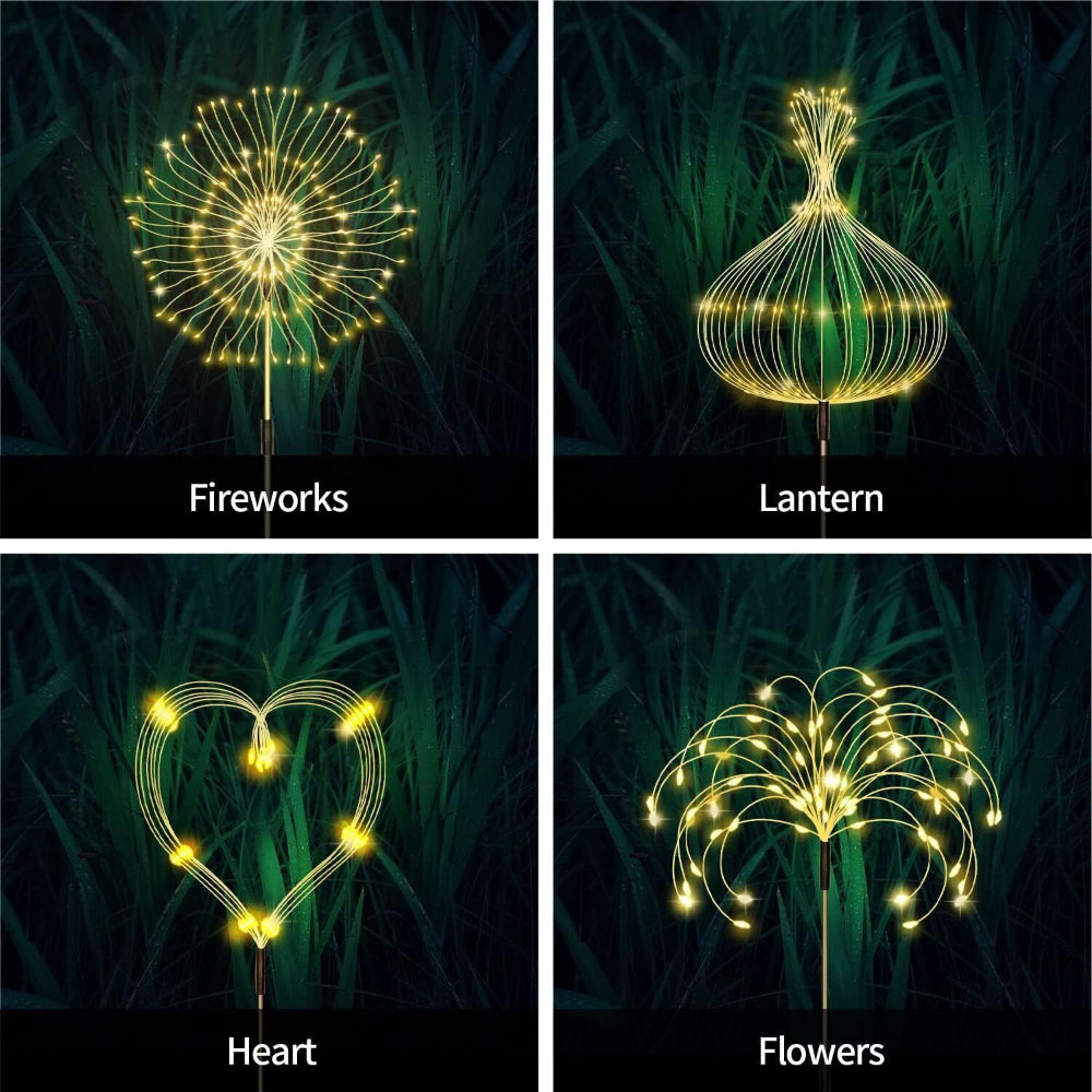 Warm White Fireworks 120 Led Fairy String Lights Starburst Solar Xmas Garden Night Lamp Hot New