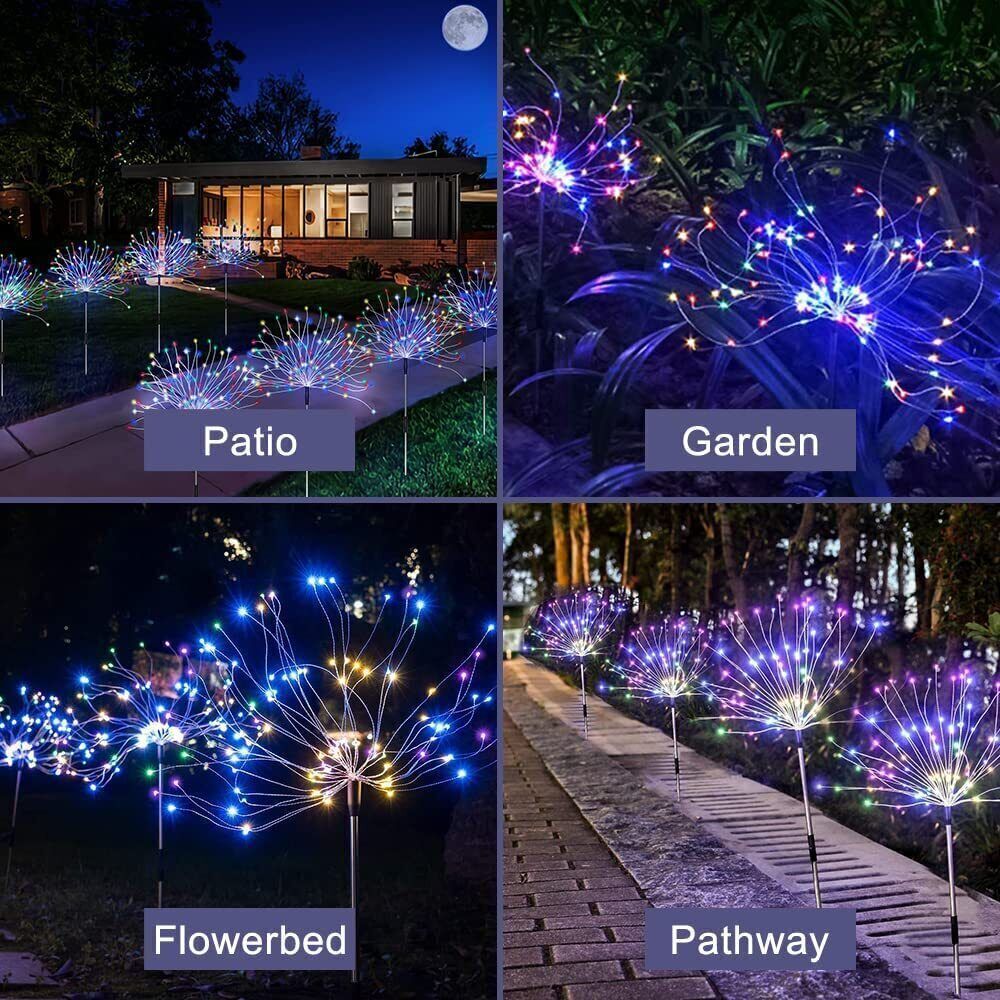 Colourful Fireworks 150 Led Fairy String Lights Starburst Solar Xmas Garden Night Lamp Hot New