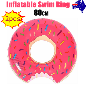 2Pcs Pink Inflatable Giant Donut Swim Ring Float 80Cm