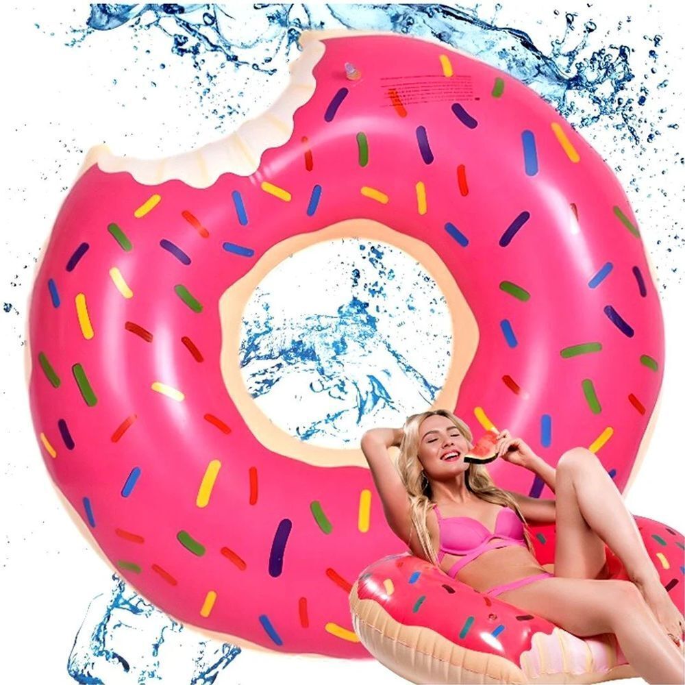 2Pcs Pink Inflatable Giant Donut Swim Ring Float 80Cm