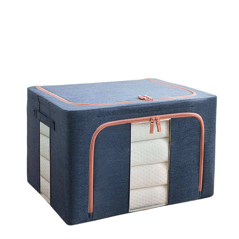 Foldable Storage Box Crushed Steel Frame Clothes Quilt Toys Organizer 24L