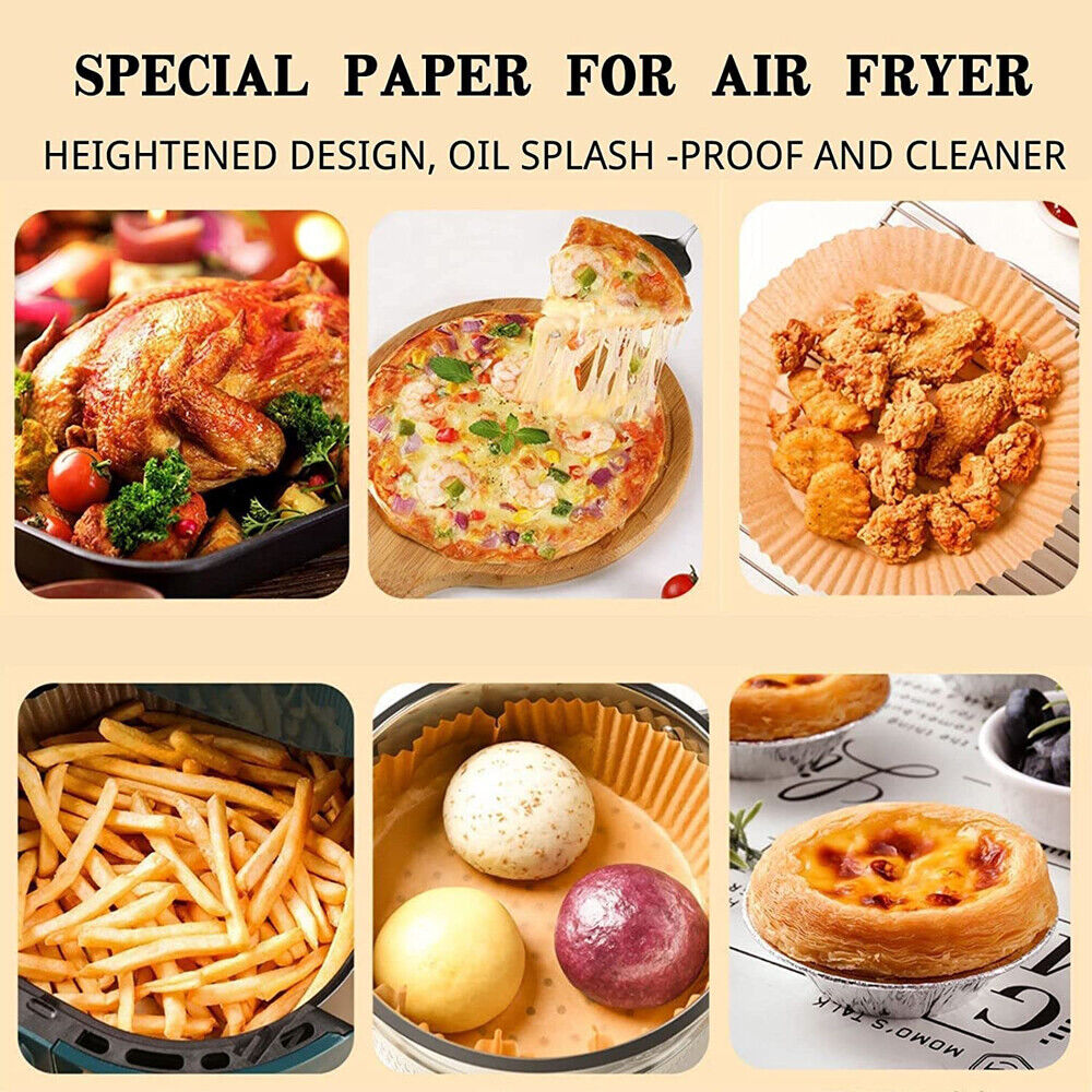 50Pcs Round Brown Box Air Fryer Disposable Paper Liner Non Stick Pan Parchment Baking